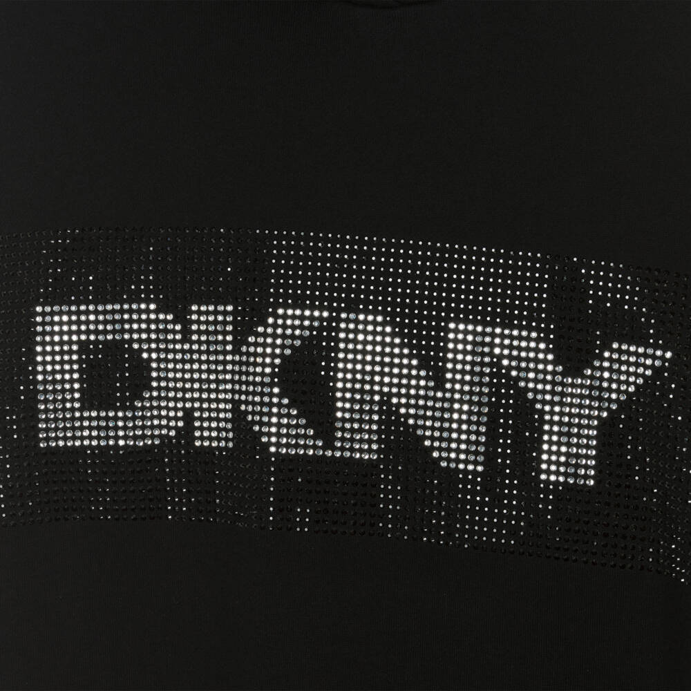 DKNY-Girls Black Sparkling Cotton Hoodie | Childrensalon Outlet