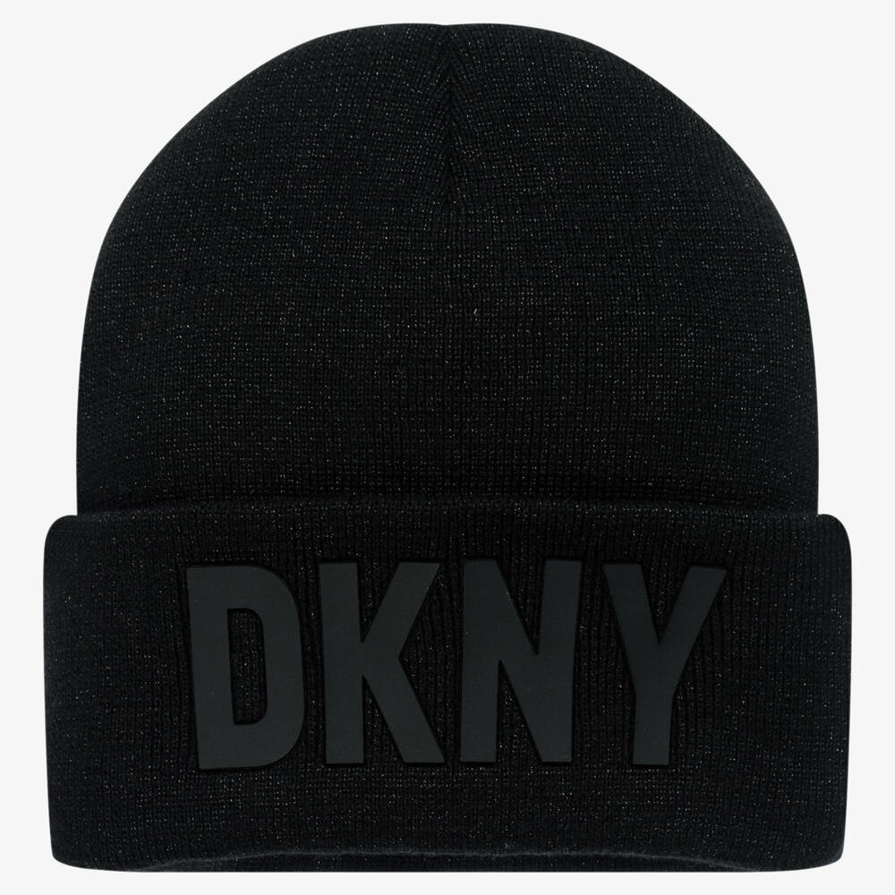 DKNY - Girls Black Sparkly Beanie Hat | Childrensalon