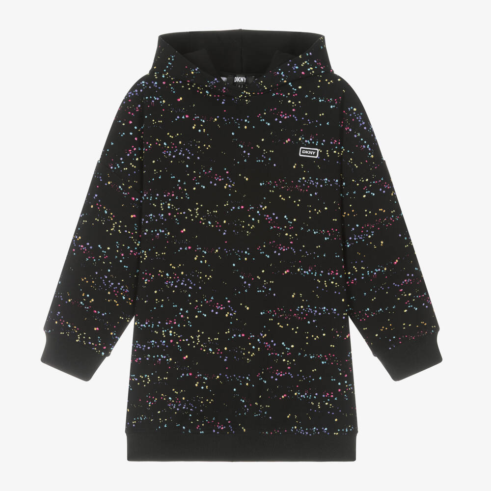 DKNY-Girls Black Starry Hooded Dress | Childrensalon Outlet