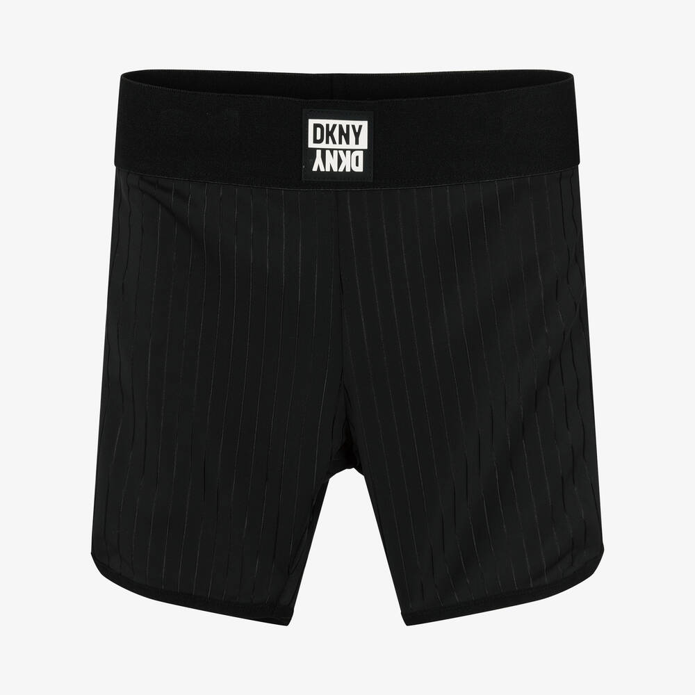 DKNY - Girls Black Stripe Logo Shorts | Childrensalon