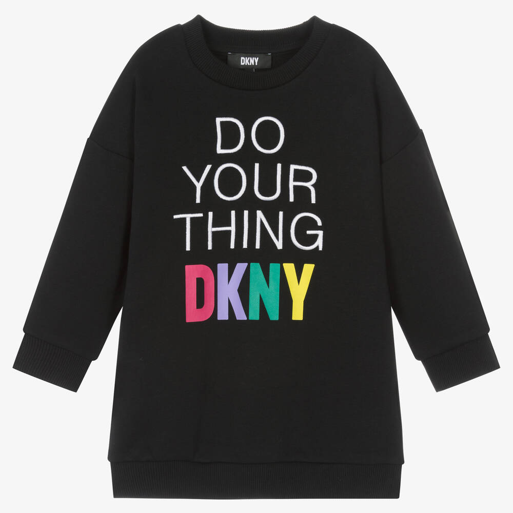 DKNY - Черное платье-свитшот для девочек | Childrensalon