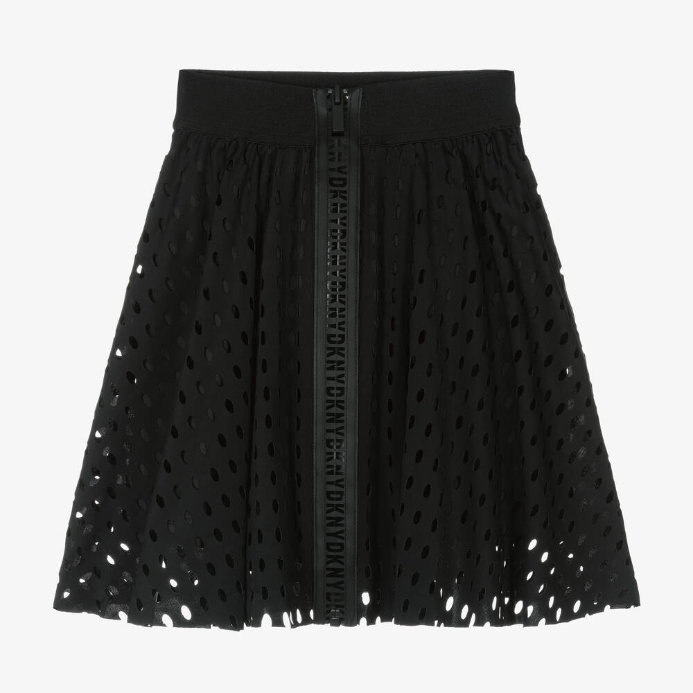 DKNY - Jupe midi noire à bande pour fille | Childrensalon