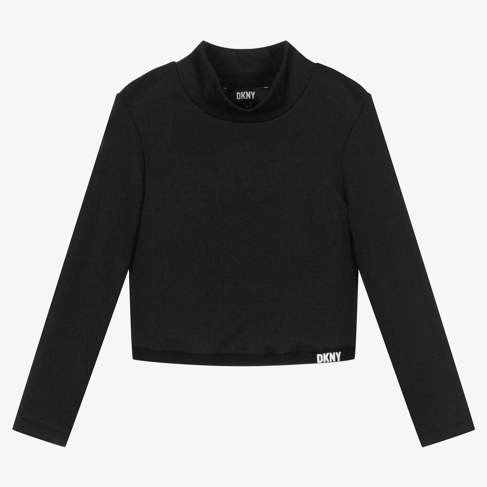 DKNY - Haut noir à col roulé Fille | Childrensalon