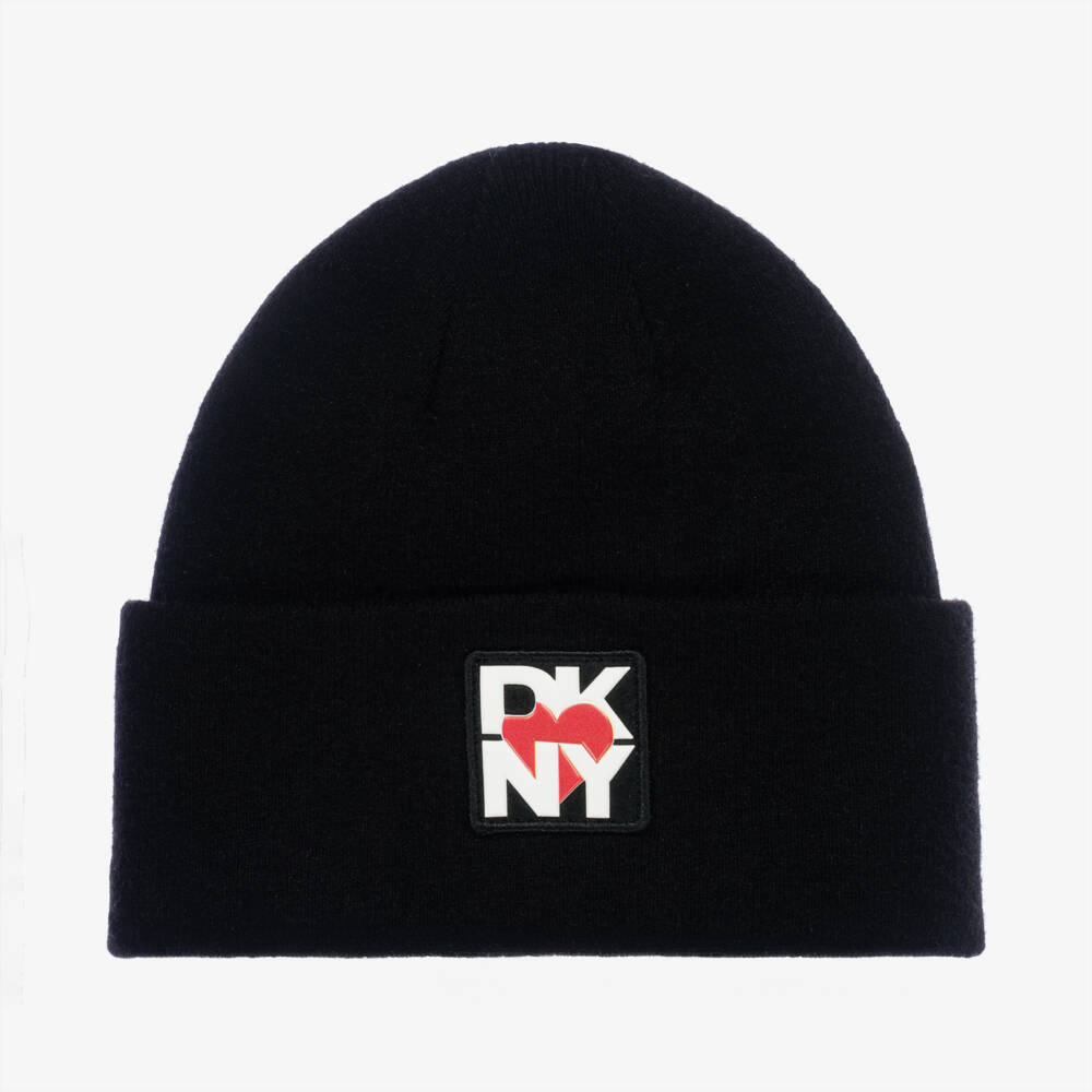 DKNY-قبعة بيني فيسكوز محبوك لون أسود للبنات | Childrensalon Outlet