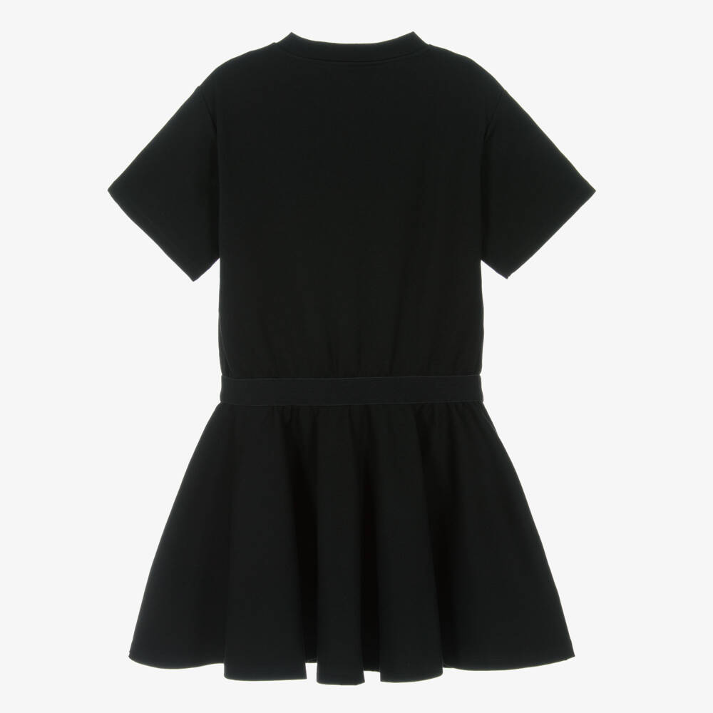 DKNY-Girls Black Viscose Jersey Dress with Silver Heart Logo | Childrensalon Outlet