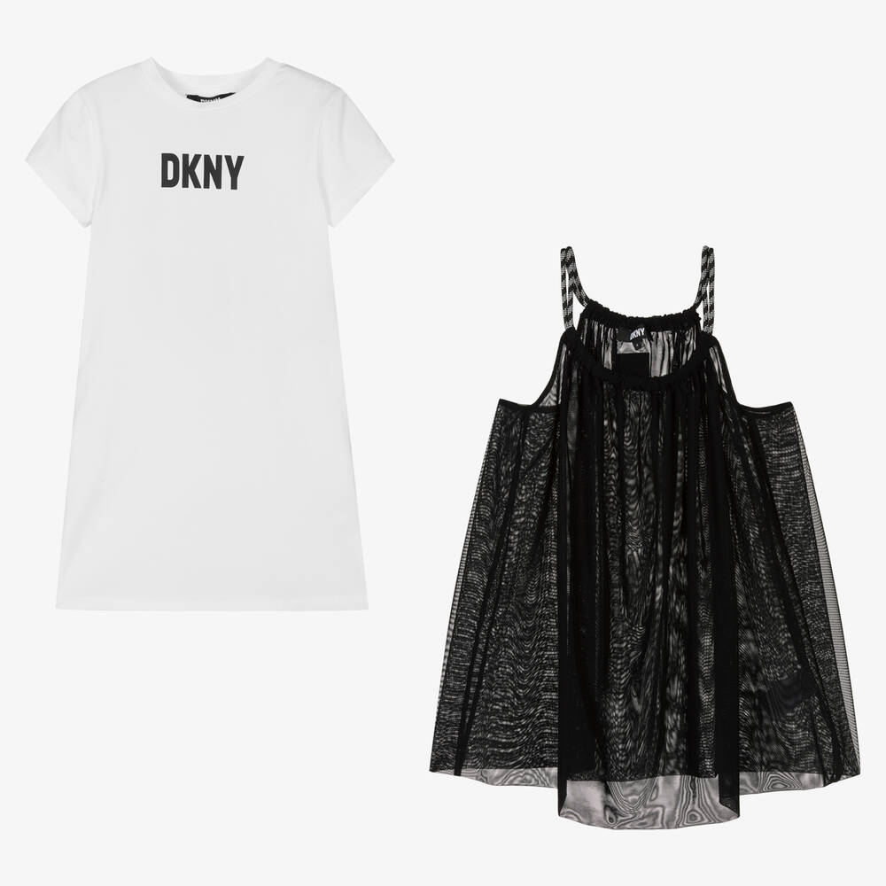 DKNY-Girls Black & White 2-in-1 Dress | Childrensalon Outlet