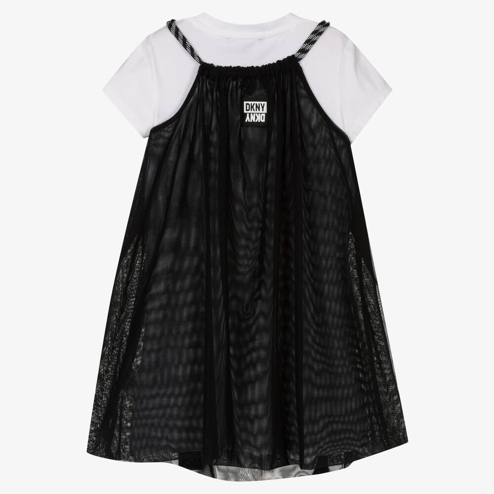 DKNY-Girls Black & White 2-in-1 Dress | Childrensalon Outlet