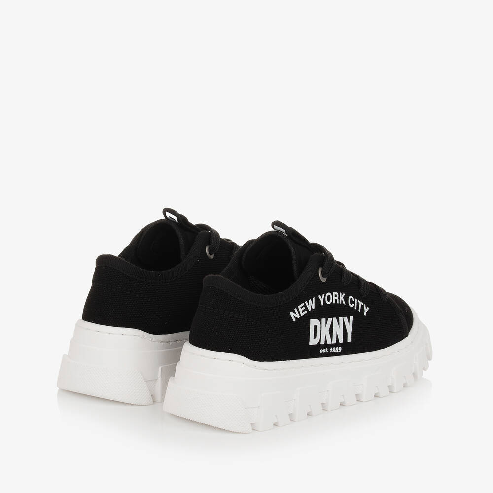 DKNY Girls Black White Canvas Trainers