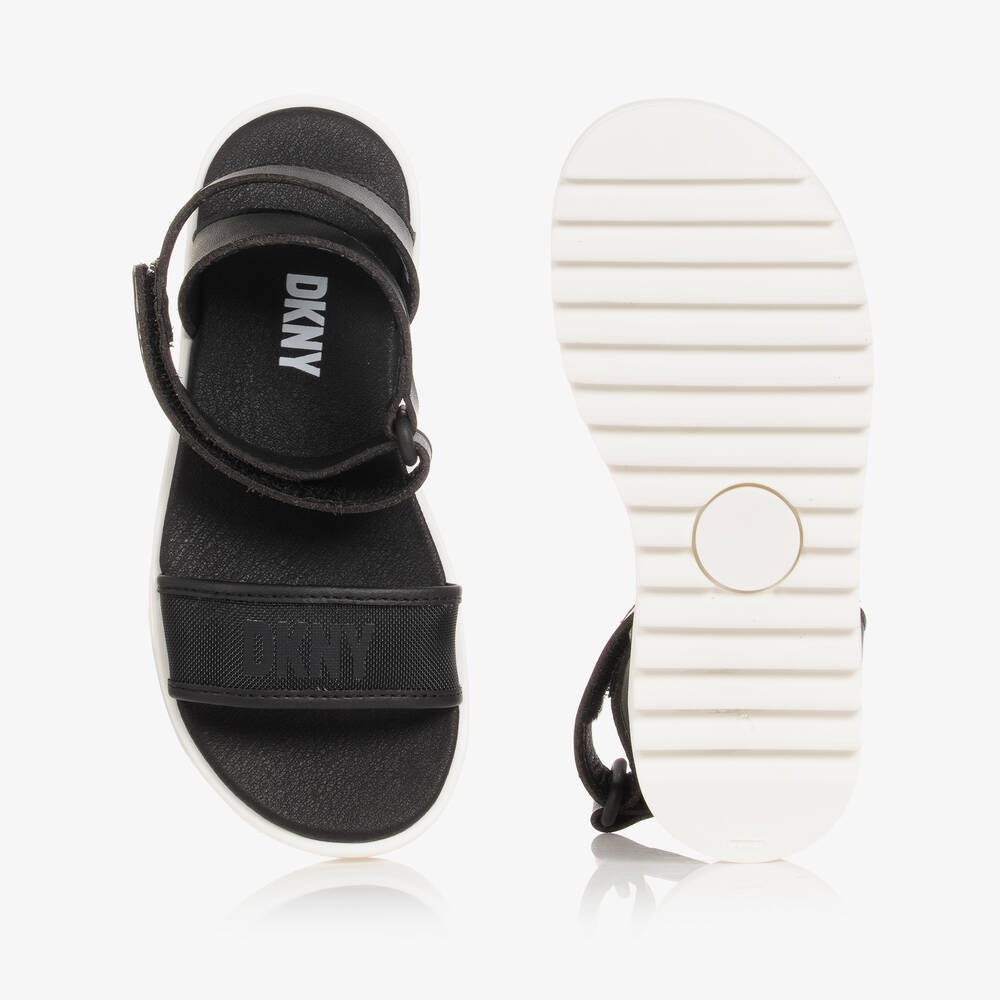 دكني-صندل جلد صناعي وشبك لون أسود وأبيض للبنات | Childrensalon Outlet