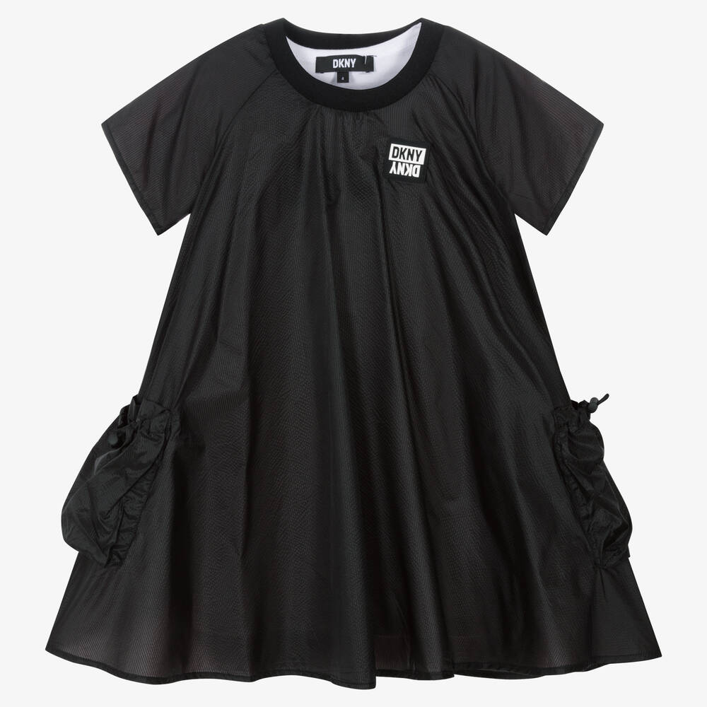 DKNY - فستان 2 في 1 قطن جيرسي لون أبيض وأسود | Childrensalon