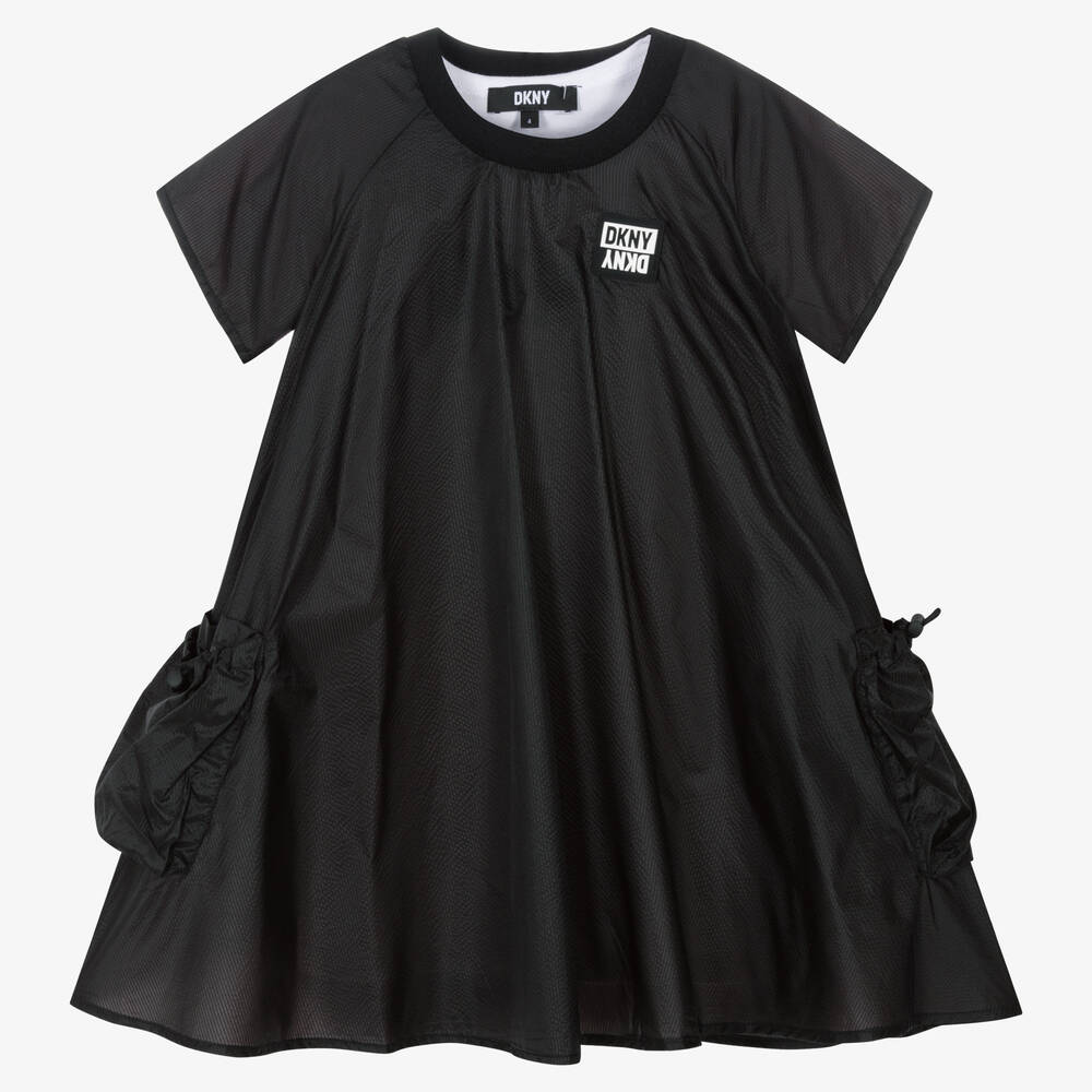 DKNY - Robe 2 en 1 noire et blanche fille | Childrensalon