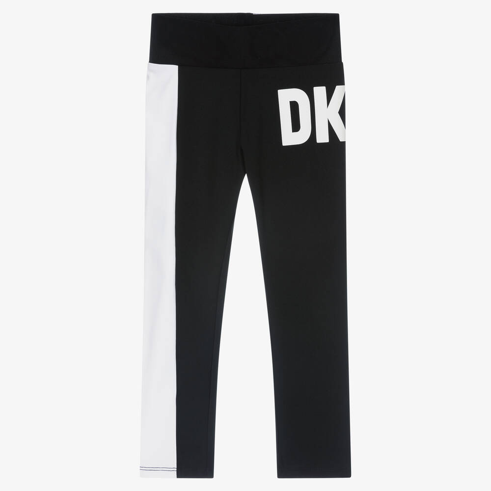 DKNY - Girls Black & White Logo Leggings | Childrensalon
