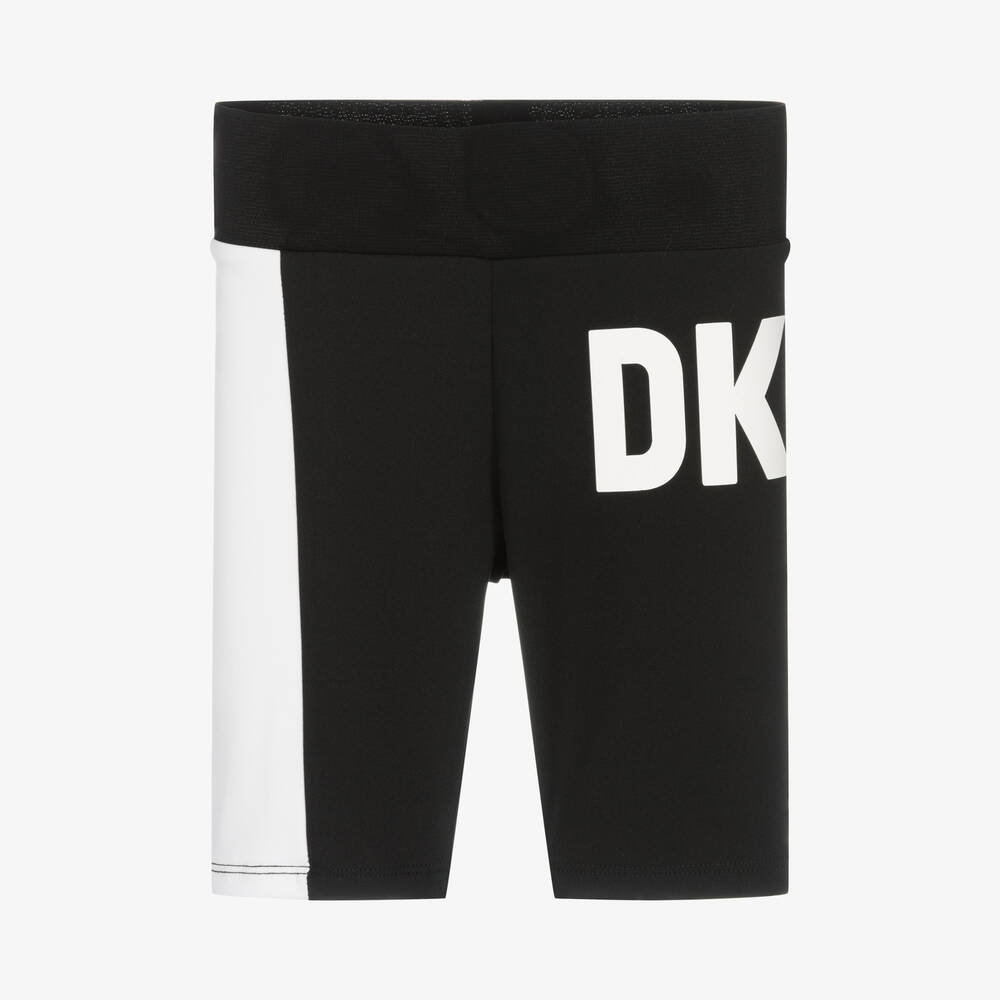 DKNY - شورت جيرسي لون أسود وأبيض للبنات | Childrensalon