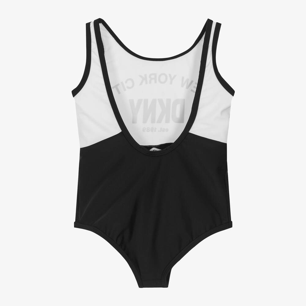 DKNY-Girls Black & White NYC Swimsuit | Childrensalon Outlet