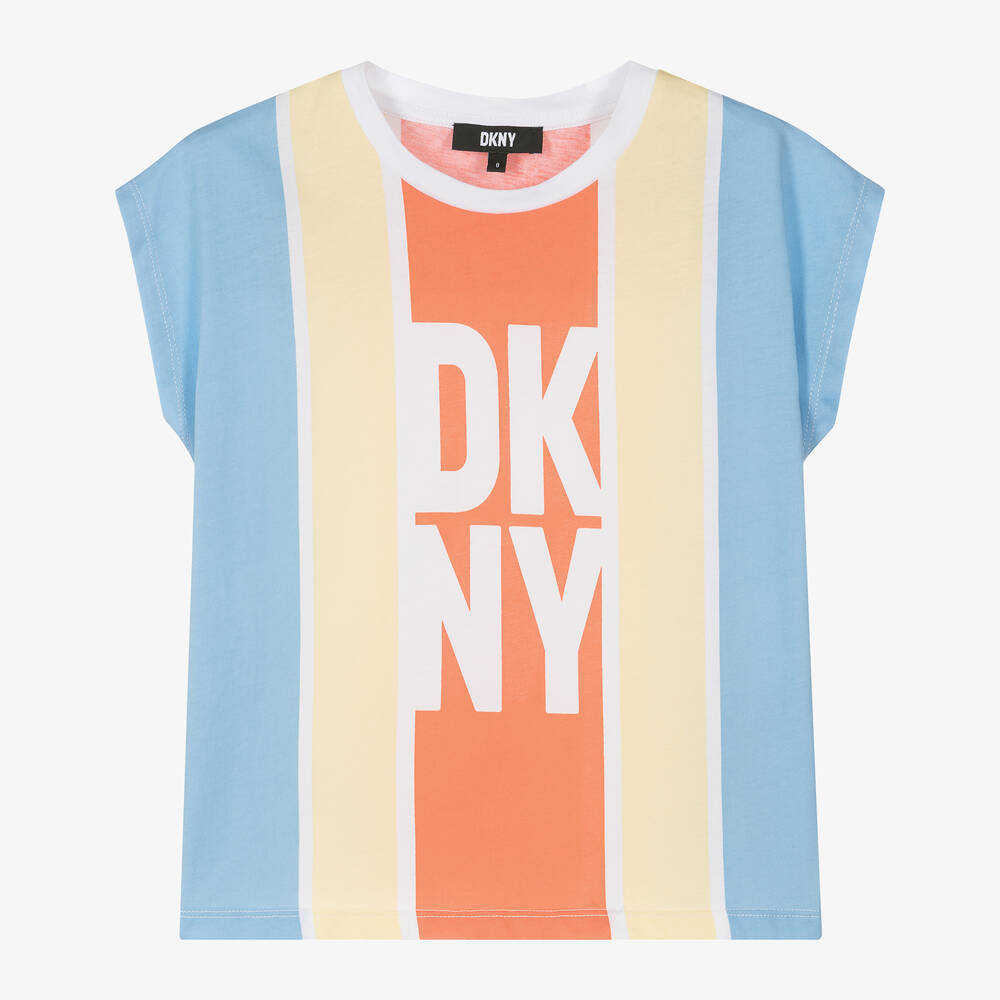 DKNY-Girls Blue Cotton Stripe T-Shirt | Childrensalon Outlet