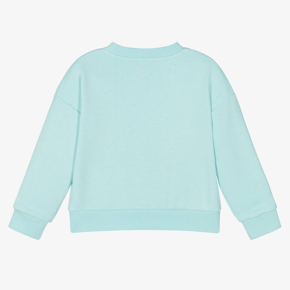 DKNY-سويتشيرت قطن جيرسي لون أزرق أكوا للبنات | Childrensalon Outlet