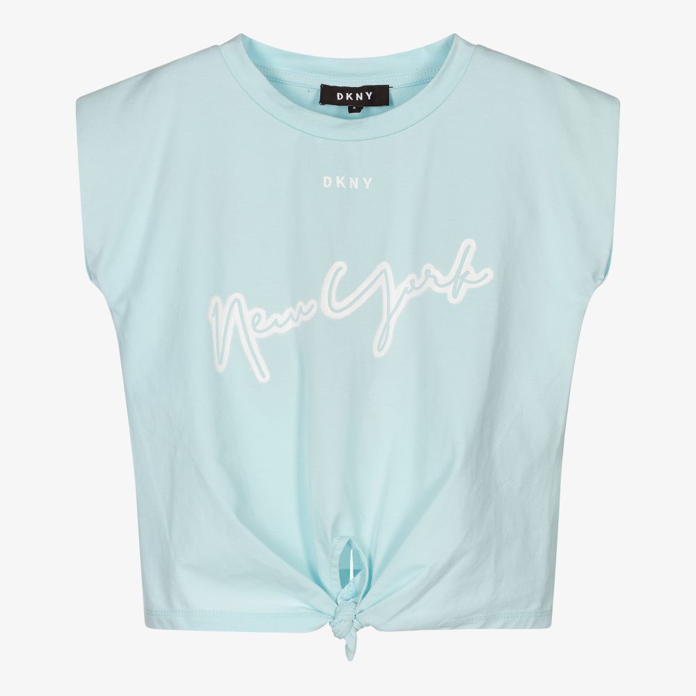 DKNY-Girls Blue Cotton T-Shirt | Childrensalon Outlet
