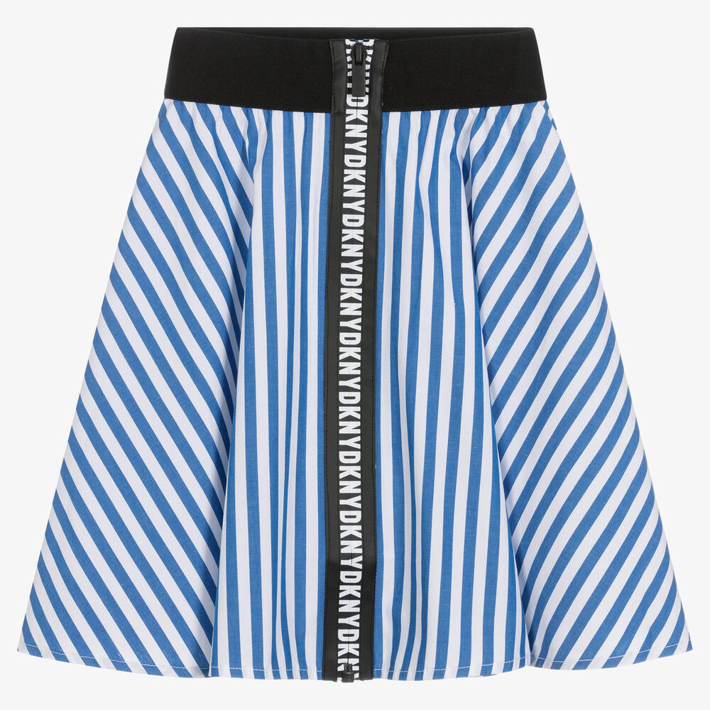 DKNY - Girls Blue Striped Cotton Skirt | Childrensalon