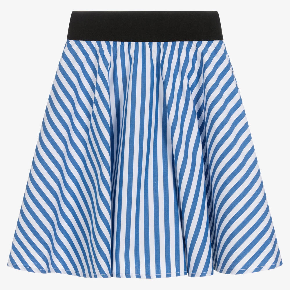 DKNY-Girls Blue Striped Cotton Skirt | Childrensalon Outlet