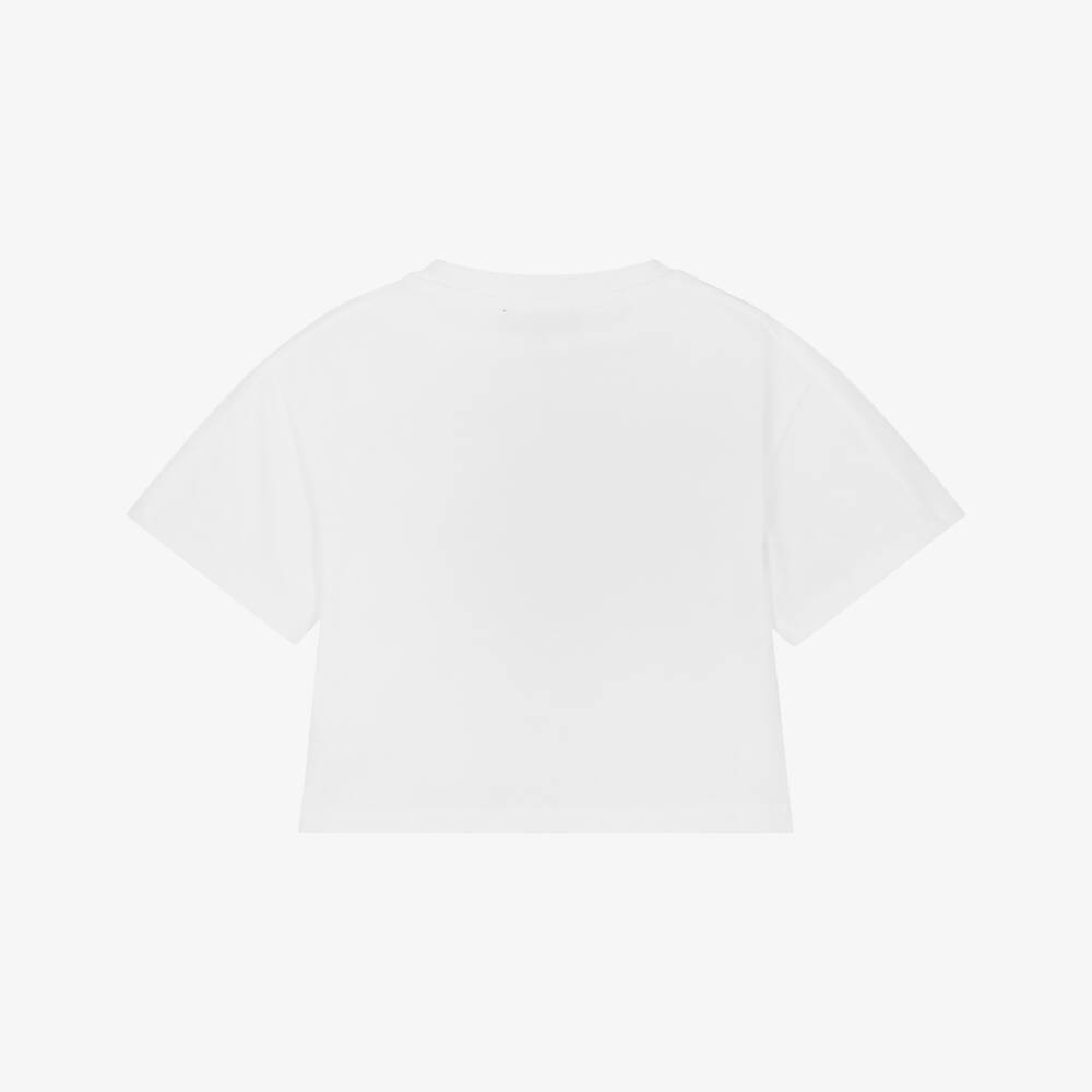 DKNY-تي شيرت قطني واسع للبنات باللون الأبيض | Childrensalon Outlet