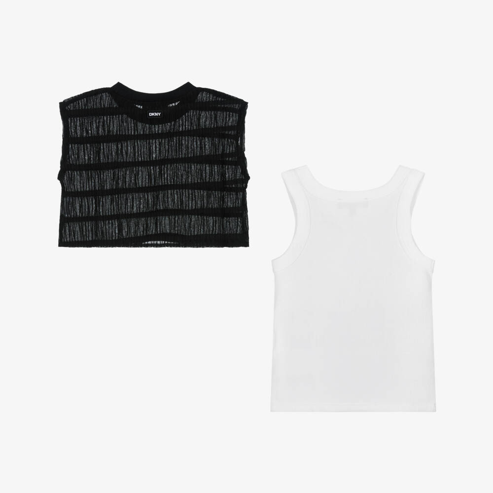 DKNY-Girls Chic Black & White Layered Top | Childrensalon Outlet