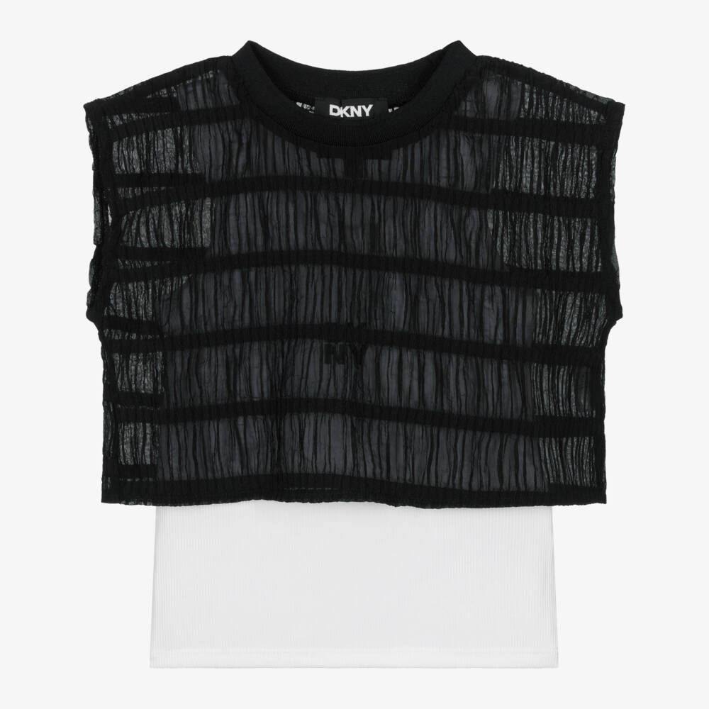 DKNY-Girls Chic Black & White Layered Top | Childrensalon Outlet