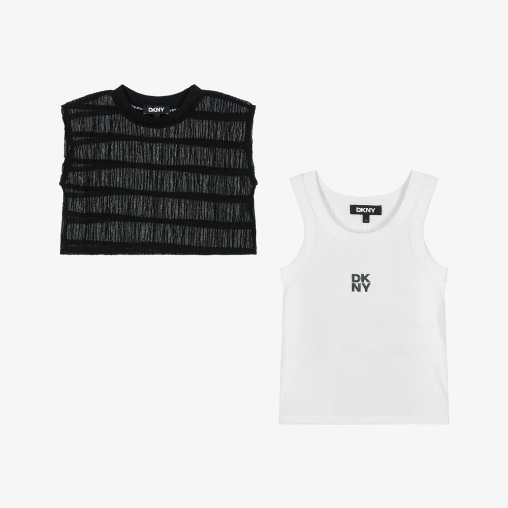 DKNY-Girls Chic Black & White Layered Top | Childrensalon Outlet