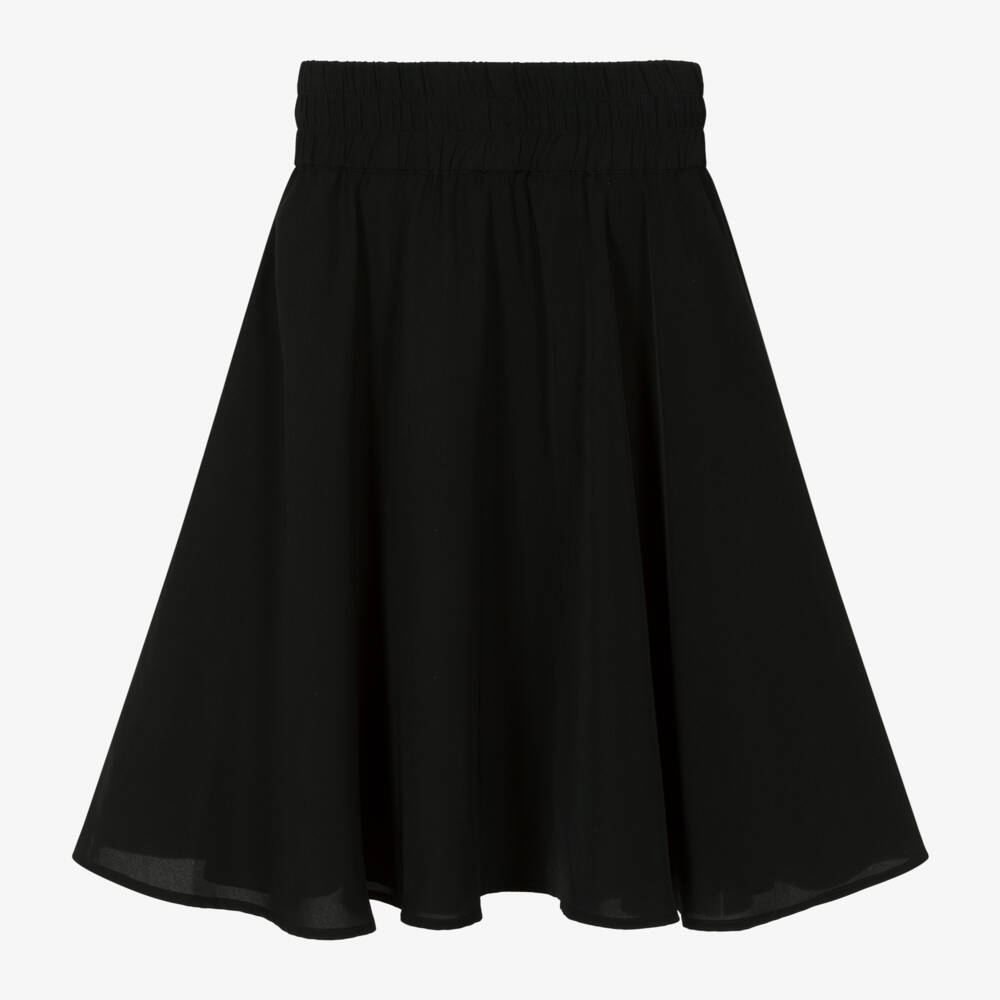 DKNY-تنورة شيفون بشعار مرصع لون أسود للبنات | Childrensalon Outlet