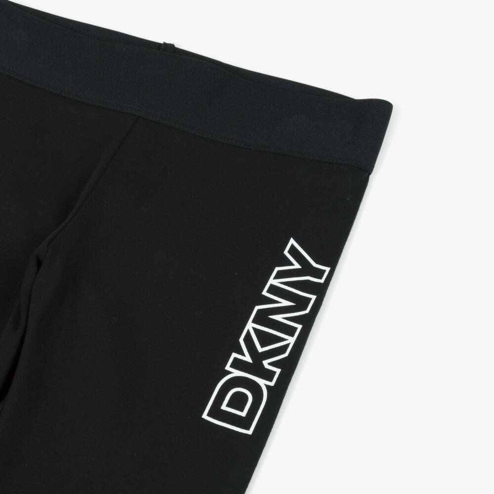 DKNY-بنطلون ليقنز كلاسيكي قطن أسود للبنات | Childrensalon Outlet