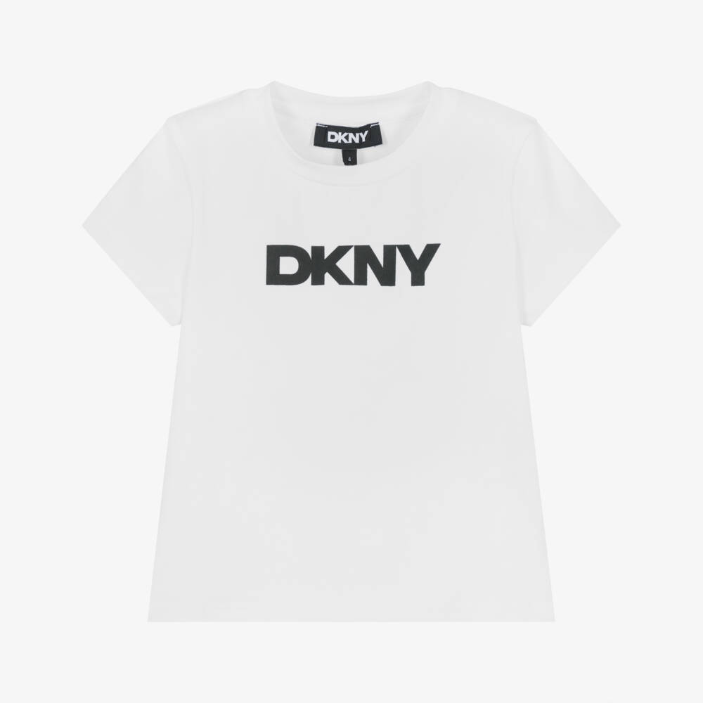 DKNY-Girls Classic White Logo Tee | Childrensalon Outlet