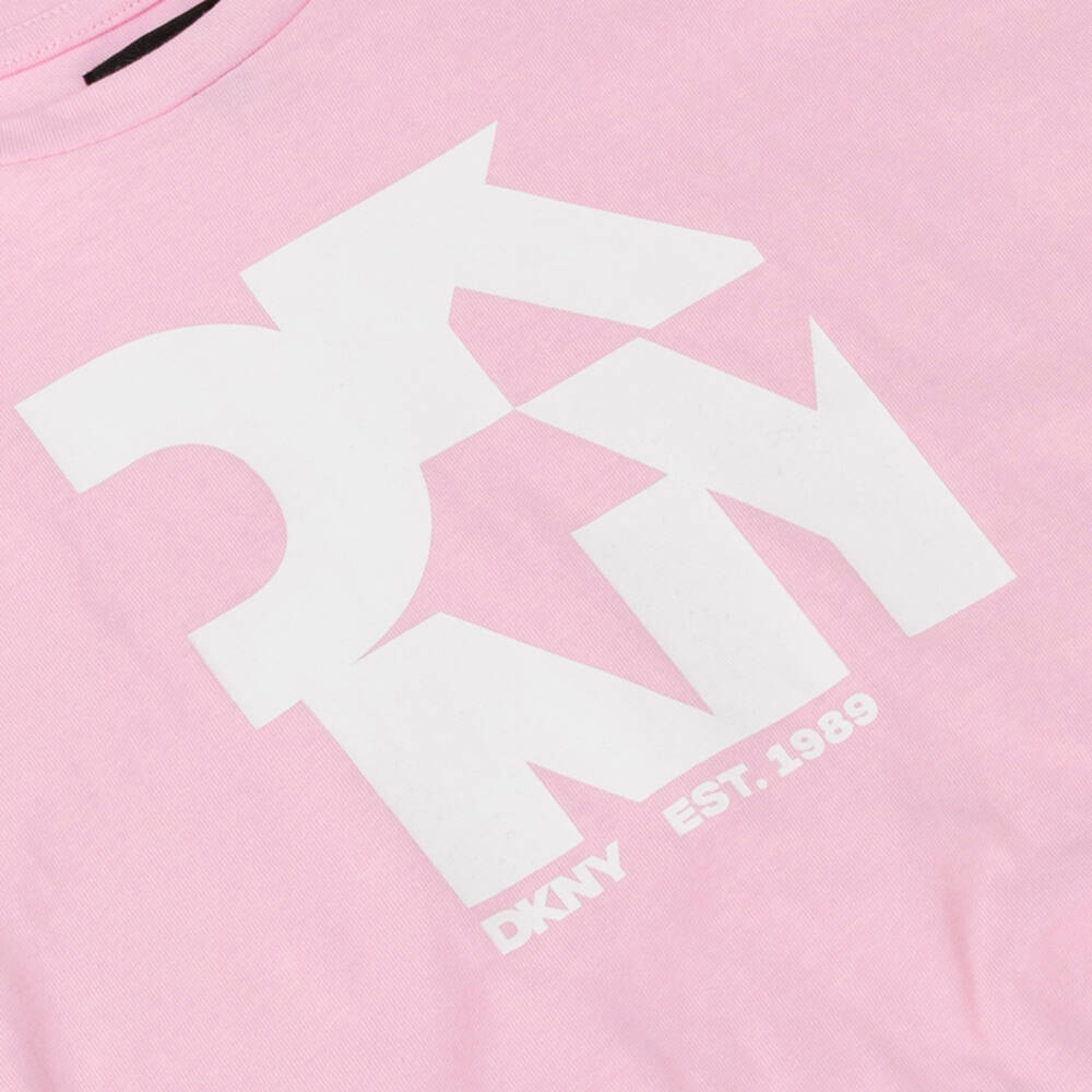 DKNY-Girls Cotton Tee with Pink Knot | Childrensalon Outlet