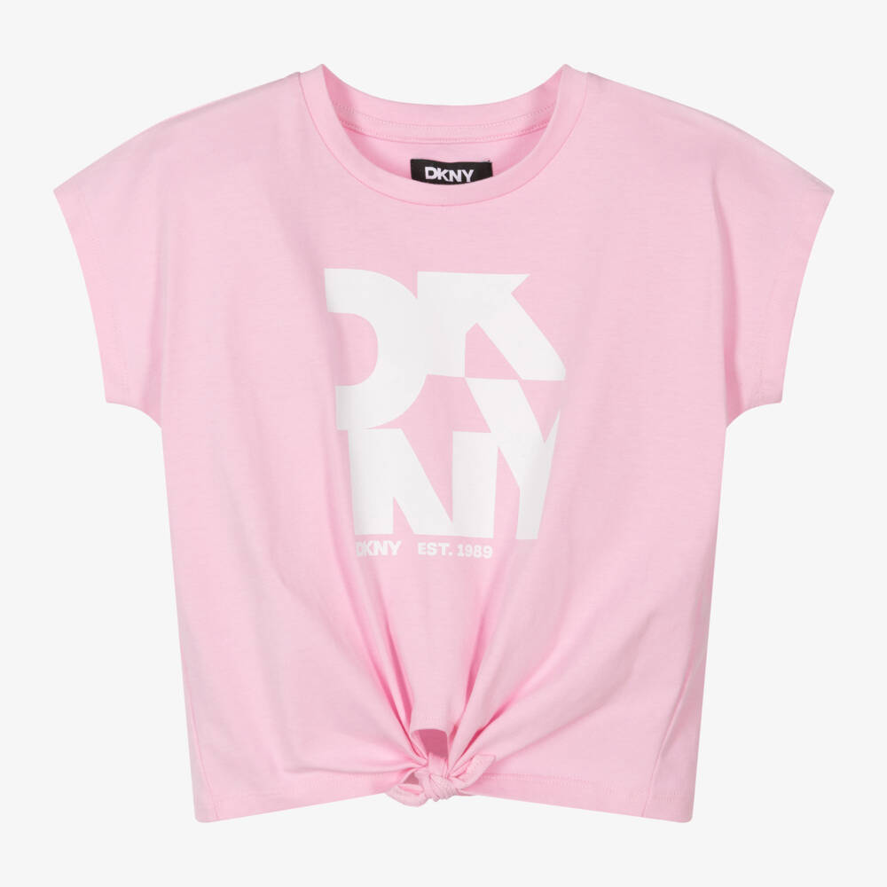 DKNY-Футболка из хлопка с розовым узлом для девочек | Childrensalon Outlet