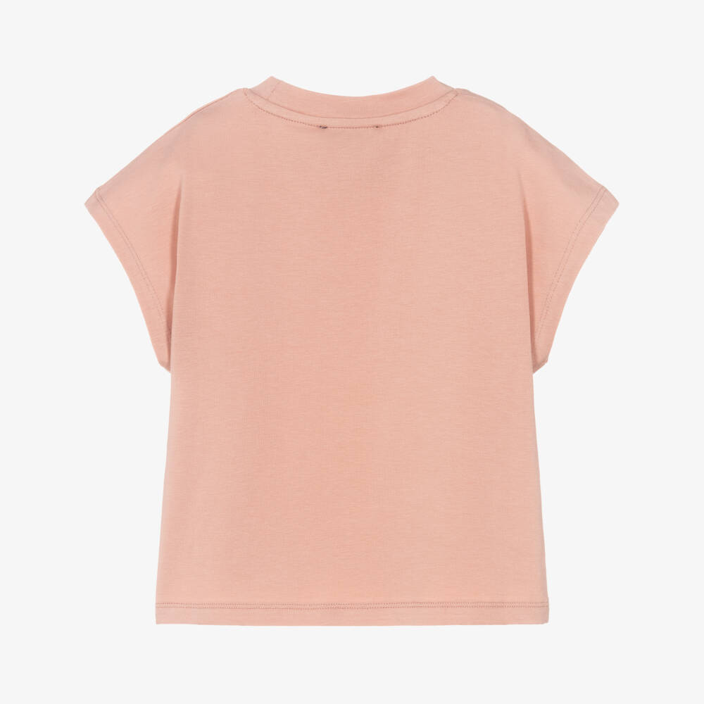DKNY-Girls Dusty Pink Logo Print T-Shirt | Childrensalon Outlet