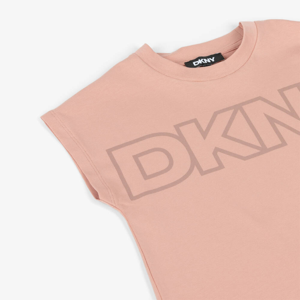 DKNY-Girls Dusty Pink Logo Print T-Shirt | Childrensalon Outlet