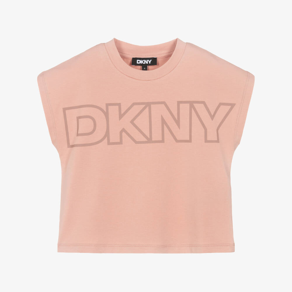 DKNY-Girls Dusty Pink Logo Print T-Shirt | Childrensalon Outlet