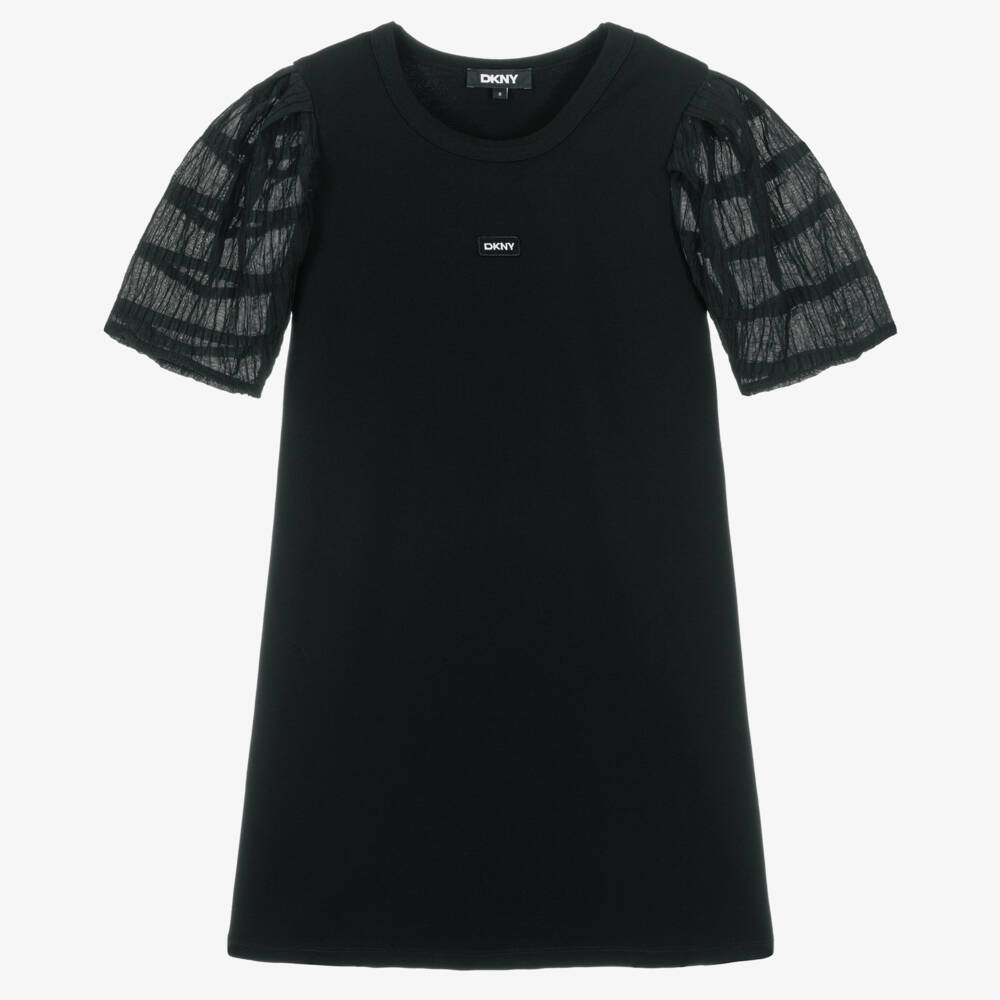 DKNY-Элегантное черное платье с пышными рукавами для девочек | Childrensalon Outlet