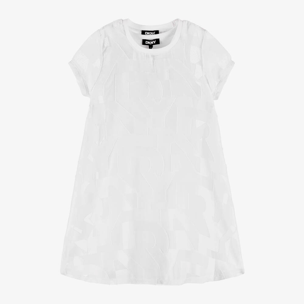 DKNY-طقم أبيض أنيق للبنات بطبقات متعددة | Childrensalon Outlet