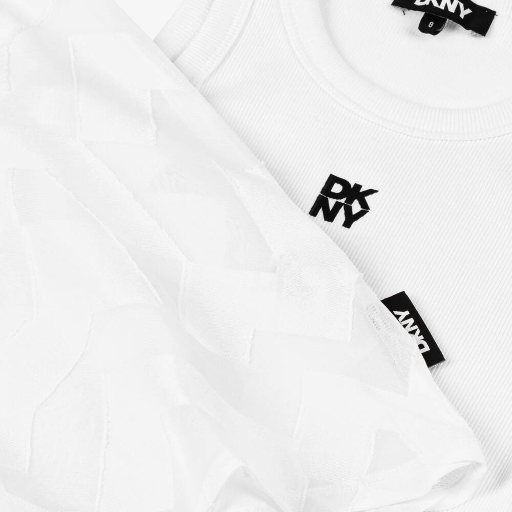 DKNY-طقم أبيض أنيق للبنات بطبقات متعددة | Childrensalon Outlet