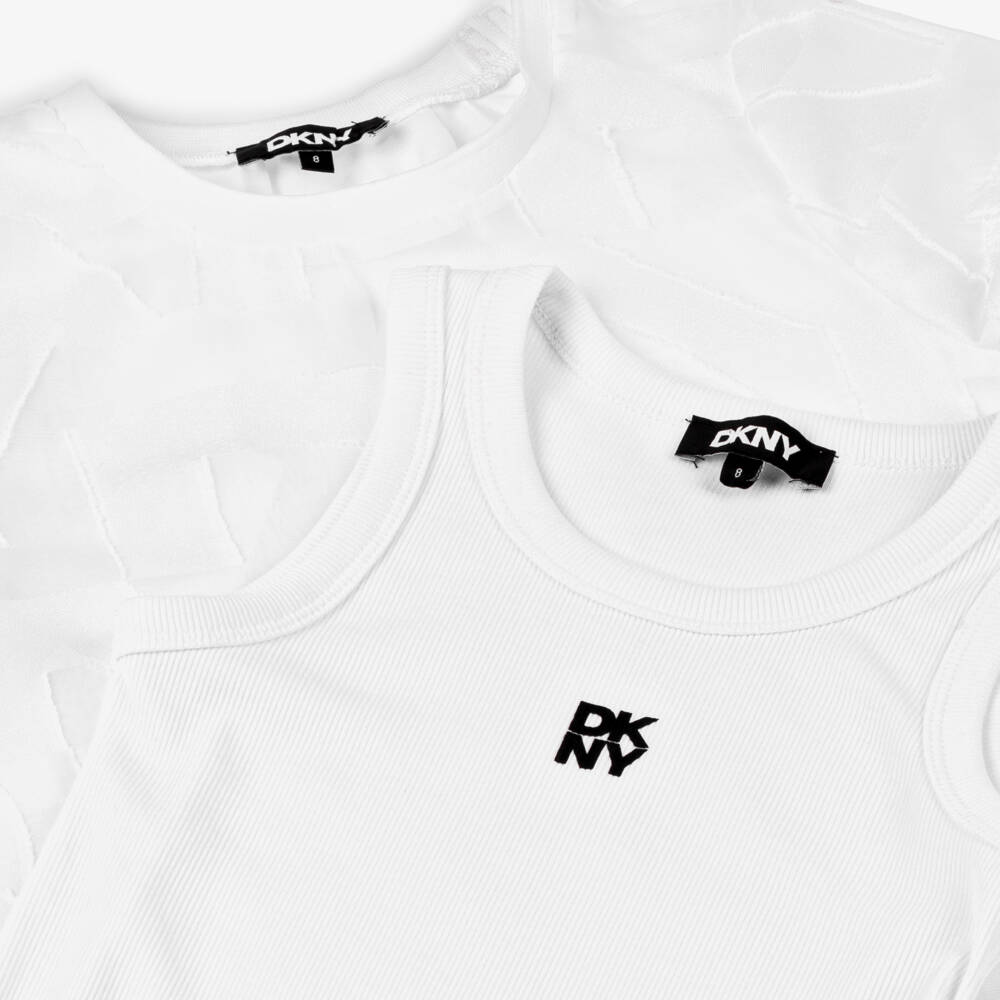 DKNY-طقم أبيض أنيق للبنات بطبقات متعددة | Childrensalon Outlet