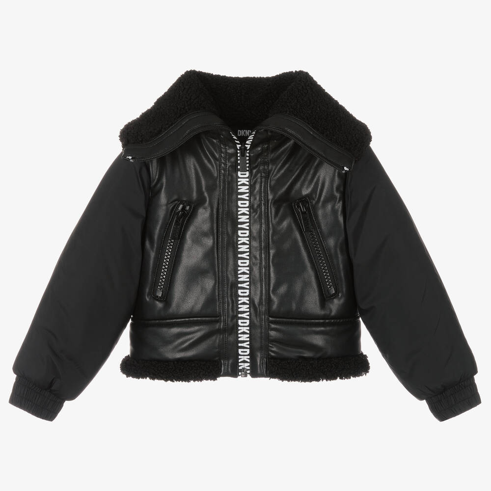 DKNY - Girls Faux Leather Jacket | Childrensalon