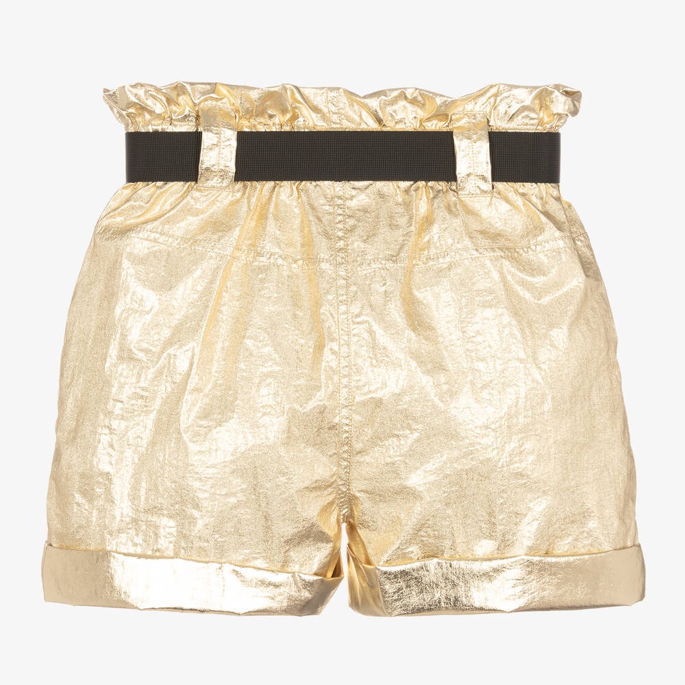 DKNY Girls Gold Paperbag Waist Shorts