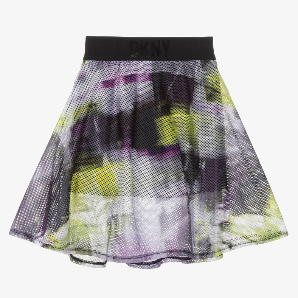 DKNY - Girls Green, Black & Purple Mesh Skirt | Childrensalon