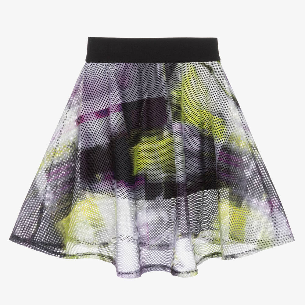 DKNY-تنورة شبك لون أرجواني وأسود وأخضر | Childrensalon Outlet