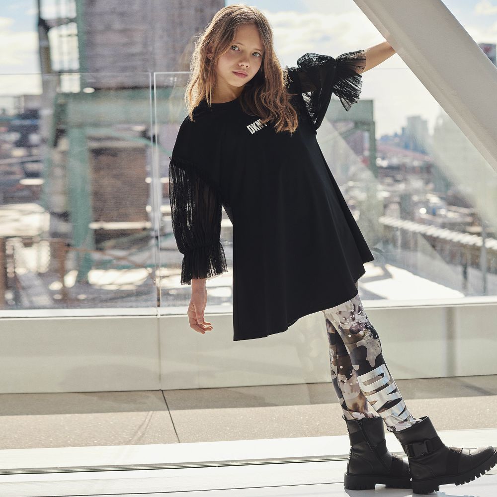 DKNY Girls Green Camo Logo Leggings Childrensalon Outlet