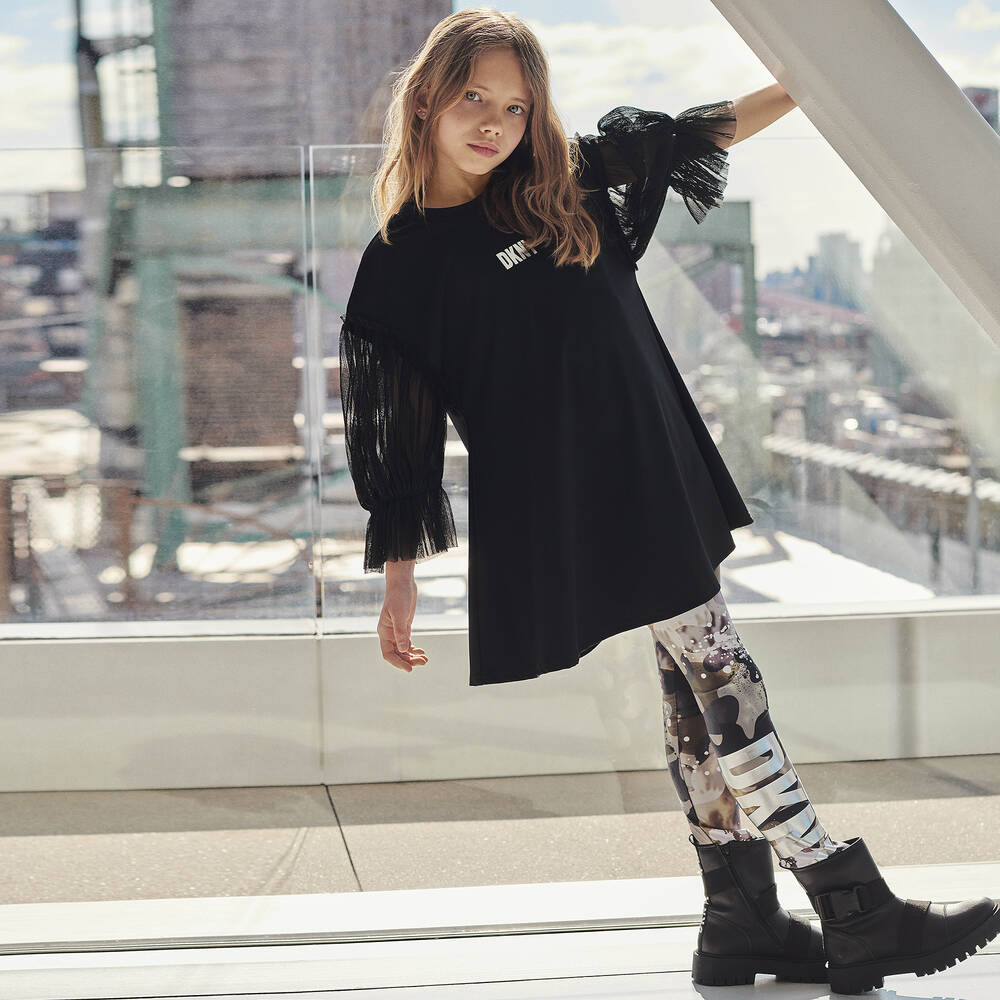 DKNY-Girls Green Camo Logo Leggings | Childrensalon Outlet