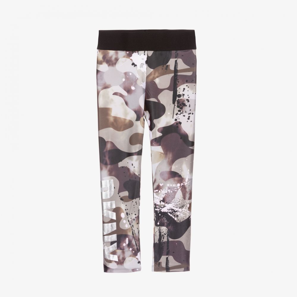 DKNY - Girls Green Camo Logo Leggings | Childrensalon