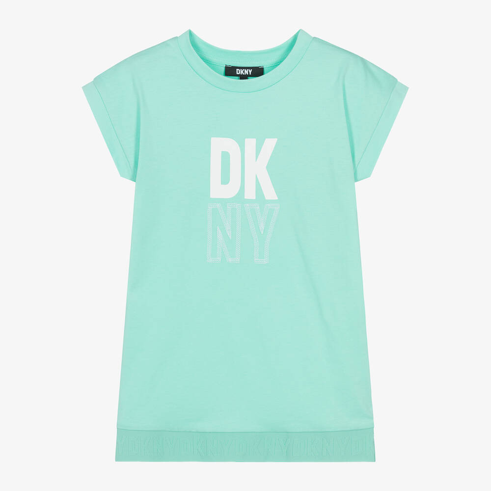 DKNY-Girls Green Cotton Jersey Dress | Childrensalon Outlet