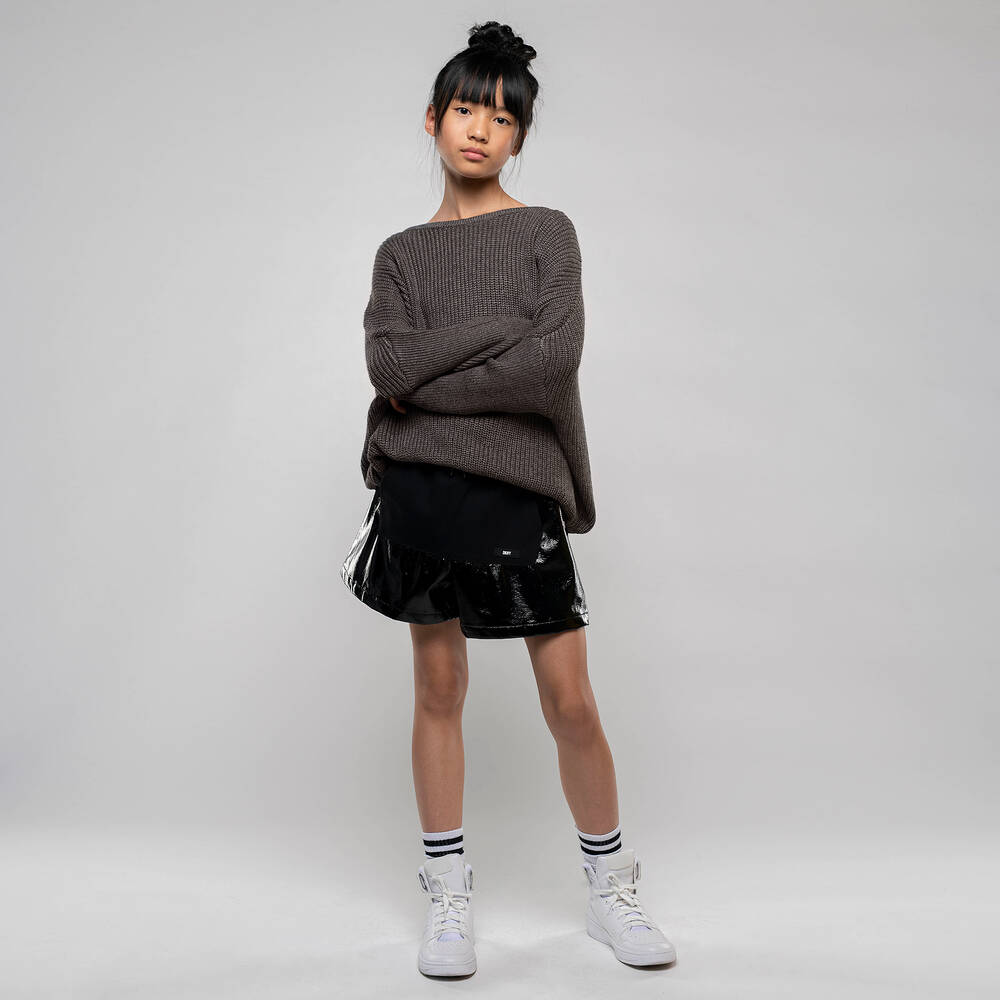 DKNY-Girls Grey Knitted Sweater | Childrensalon Outlet