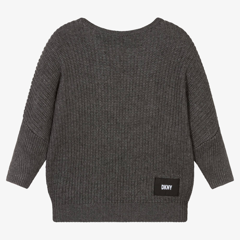 DKNY - Grauer Strickpullover für Mädchen | Childrensalon