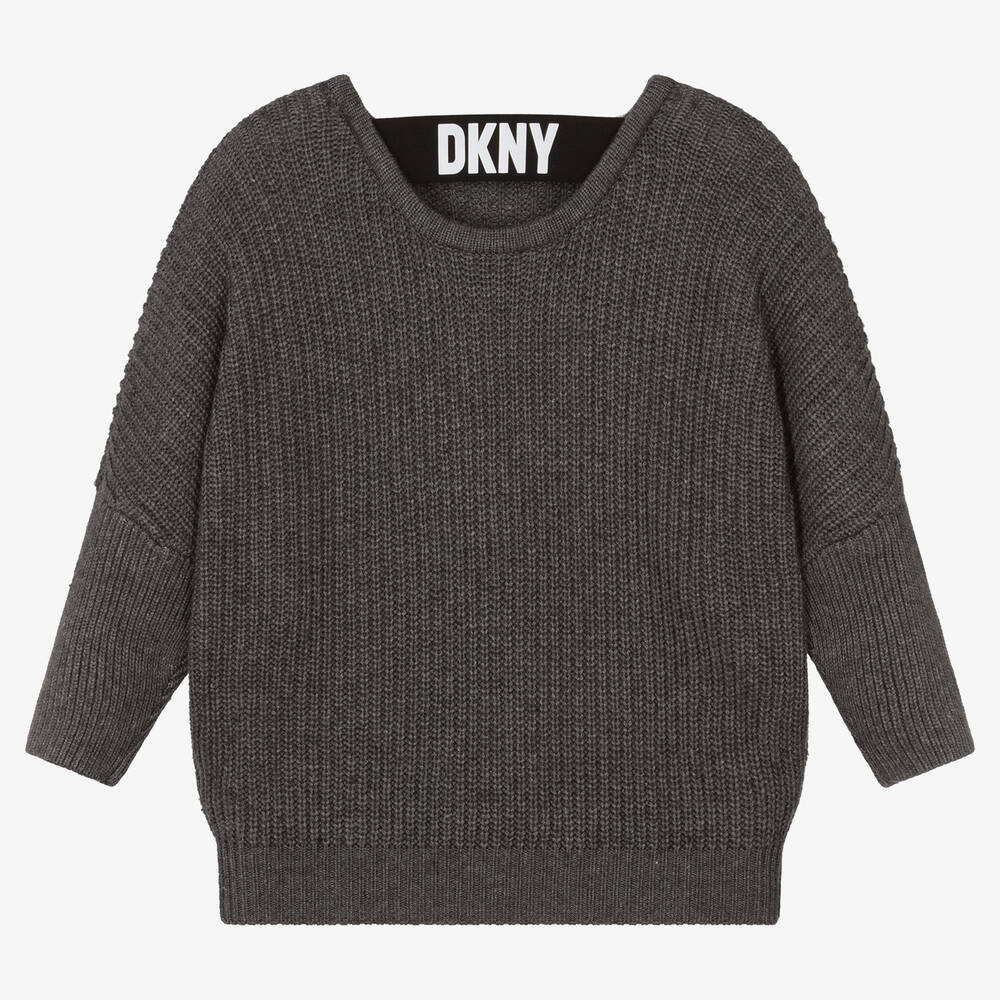 DKNY Girls Grey Knitted Sweater